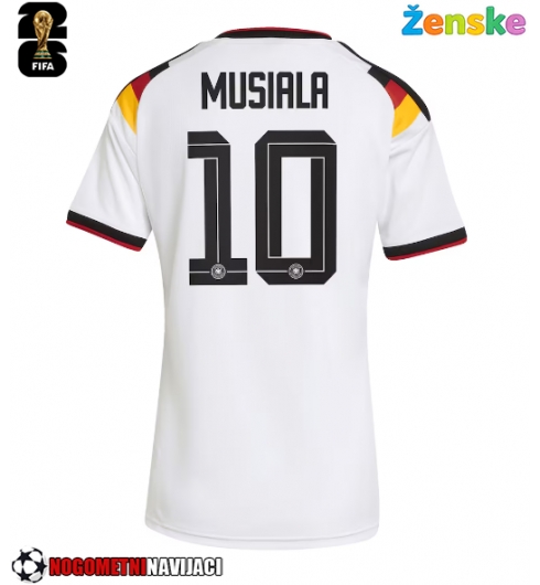 Ženske Nogometnih dresov Nemčija Jamal Musiala #10 Domači SP 2026 Kratki rokavi Ženske Nogometnih dresov Nemčija Jamal Musiala #10 Domači SP 2026 Kratki rokavi